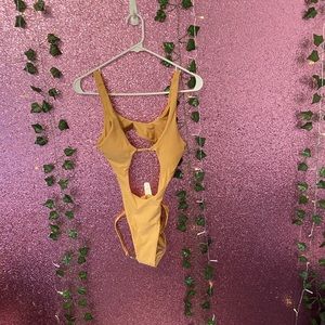 Tan/Cream One Piece Bathing Suit